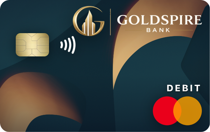 Goldspire International Checking debit card, midnight and silver design